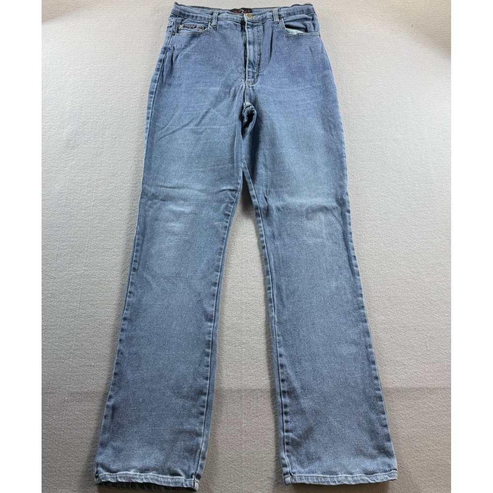 Four 2 One Jeans Women 14 Blue Straight Leg High Rise Denim 31x36